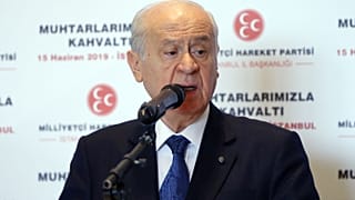 MHP Genel Başkanı Devlet Bahçeli, Ataköy Sheraton Otel'de "Muhtarlarla Kahvaltı Programı"na katılarak konuşma yaptı. ( İslam Yakut - Anadolu Ajansı )