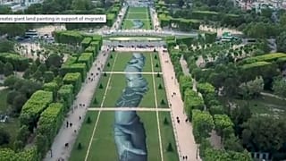 Dünya Mülteci Günü'nde Eyfel Kulesi önünde 15 bin metre karelik dev görsel