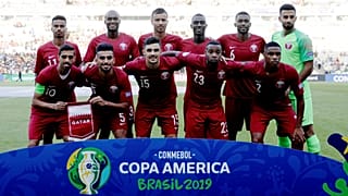 منتخب قطر في البرازيل خلال مباراته ضد البراغوي