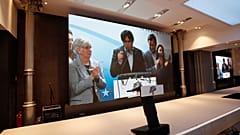 Carles Puigdemont on a television screen