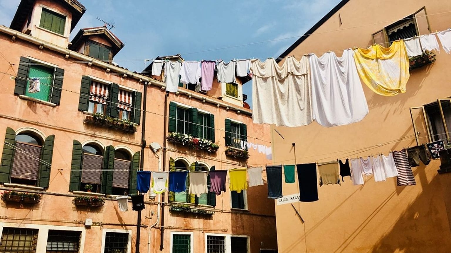 Clothes hanging to dry
