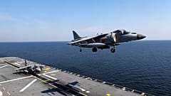 Spanish Navy ground-attack aircrafts during Baltops 2019 NATO military exercise in the Baltic sea on June 13, 2019.