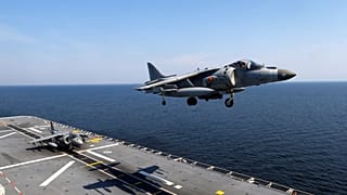 Spanish Navy ground-attack aircrafts during Baltops 2019 NATO military exercise in the Baltic sea on June 13, 2019.