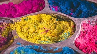 Brightly coloured fabric dye 