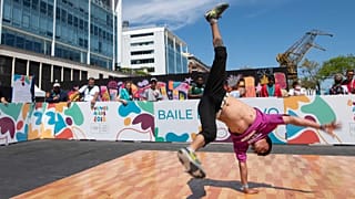 Démonstration de breaking lors des Jeux olympiques de la jeunesse à Buenos Aires, le 10 octobre 2018 