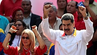 Nicolás Maduro és felesége egy caracasi nagygyűlésen 2019. május 20-án