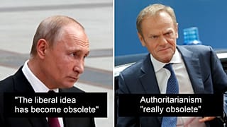 Ideology debate: Putin says 'liberalism obsolete', Tusk says 'authoritarianism obsolete'