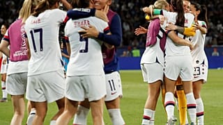  Football - Women's World Cup 2019 - Quarter Final - United States players celebrate after the match against France 