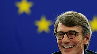 Newly-elected European Parliament President David-Maria Sassoli delivers a speech after being elected during the first plenary session of the newly elected European Assembly.