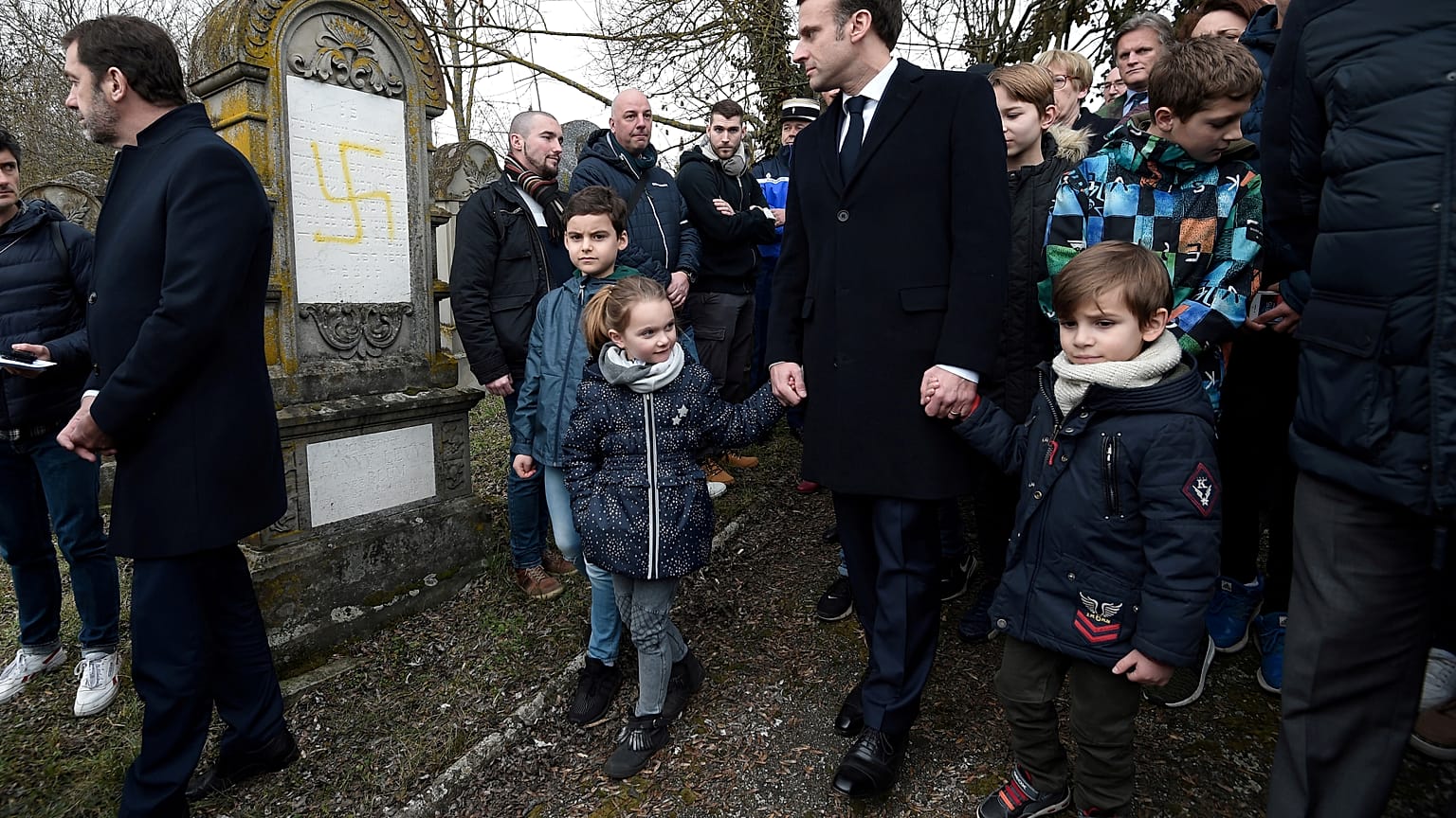 FILE PHOTO: French President Emmanuel Macron visits a Jewish cemetery in Quatzenheim