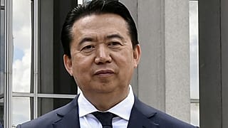INTERPOL President Meng Hongwei poses during a visit to the headquarters of International Police Organisation in Lyon