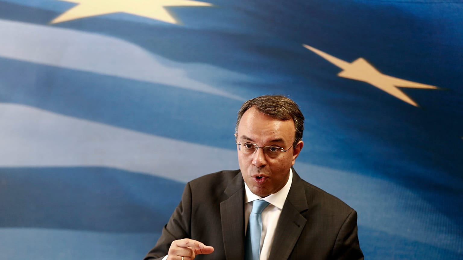 FILE PHOTO: Greece's Deputy Finance Minister Staikouras addresses reporters, 2014