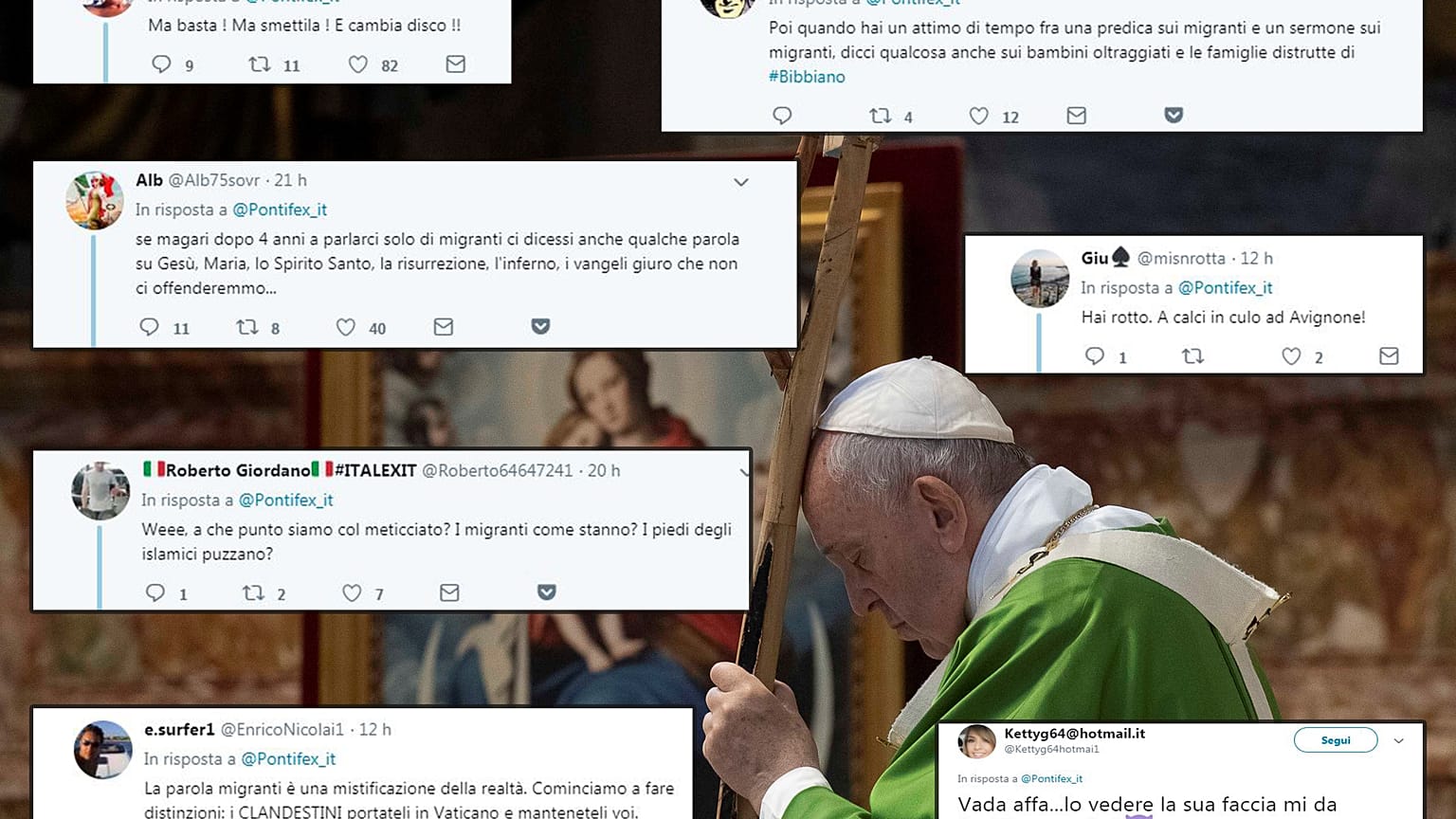 Ogni volta che il Papa twitta sui migranti viene subissato di insulti