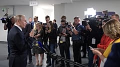 Russia's President Vladimir Putin makes comments on the country's bilateral relations with Georgia as he attends the Global Manufacturing and Industrialisation Summit (GMIS)
