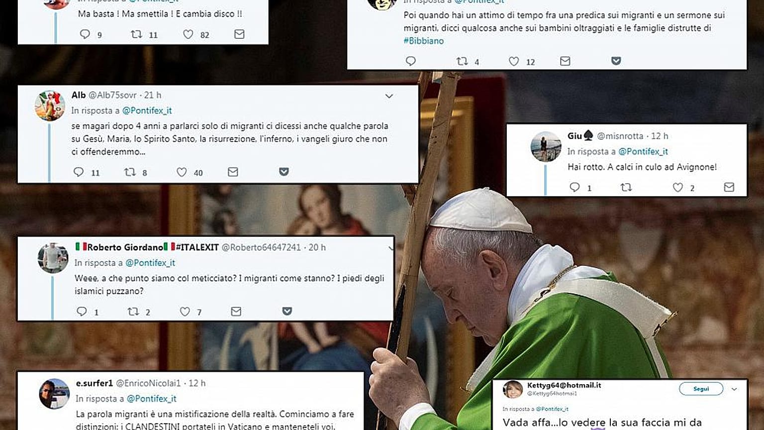 "Mesele sadece mülteci değil" diyen Papa'ya sosyal medyada hakaret yağdı
