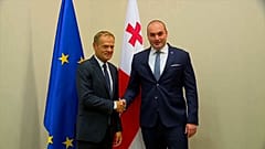 Il Presidente del Consiglio europeo Donald Tusk e il primo ministro georgiano Mamuka Bakhtadze. 