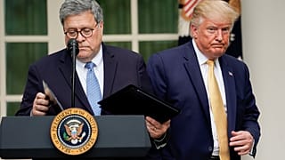 US-Justizminister William Barr und US-Präsident Donald Trump im Rosengarten des Weißen Hauses