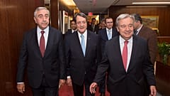 Secretary General Antonio Guterres meeting with Greek Community leader H. E. Nicos Anastasiades and Turkish Community leader H.E. Mustafa Akinci.