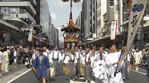 Ornate floats parade through the streets of Kyoto at Gion Festival