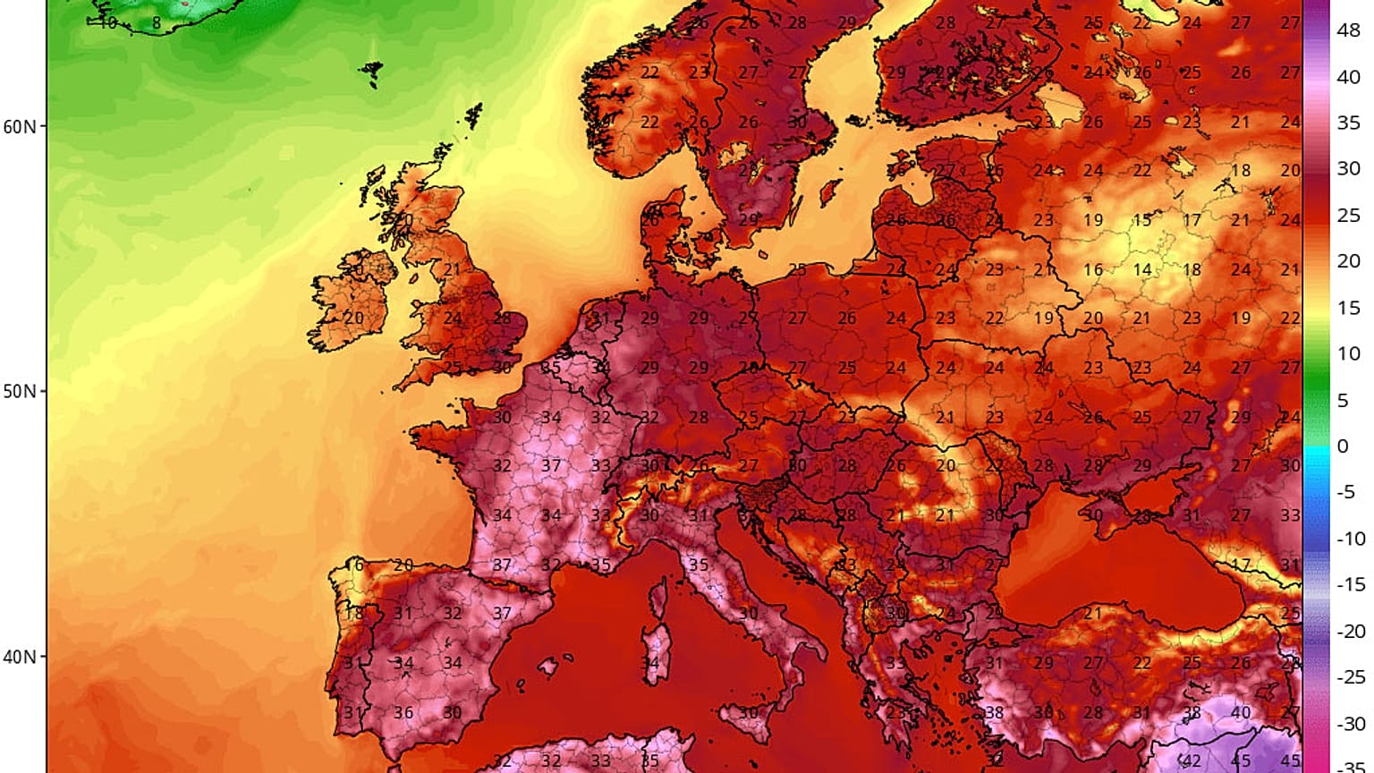 Temperaturas previstas para el miércoles