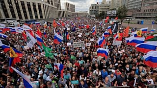 8 Eylül'de yapılacak yerel seçimler öncesi Moskova'da protesto 