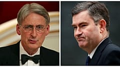 İngiltere Maliye Bakanı Philip Hammond (Solda) ve Adalet Bakanı David Gauke (Sağda)