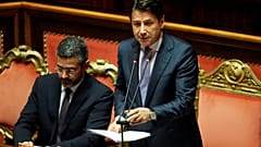 Italian Prime Minister Giuseppe Conte addresses the Parliament on allegations that the ruling coalition League party has sought illegal funding from Russia, 
