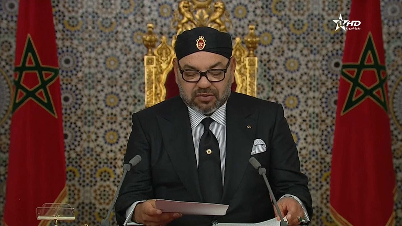 العاهل المغربي محمد السادس في خطاب العرش أمس 
