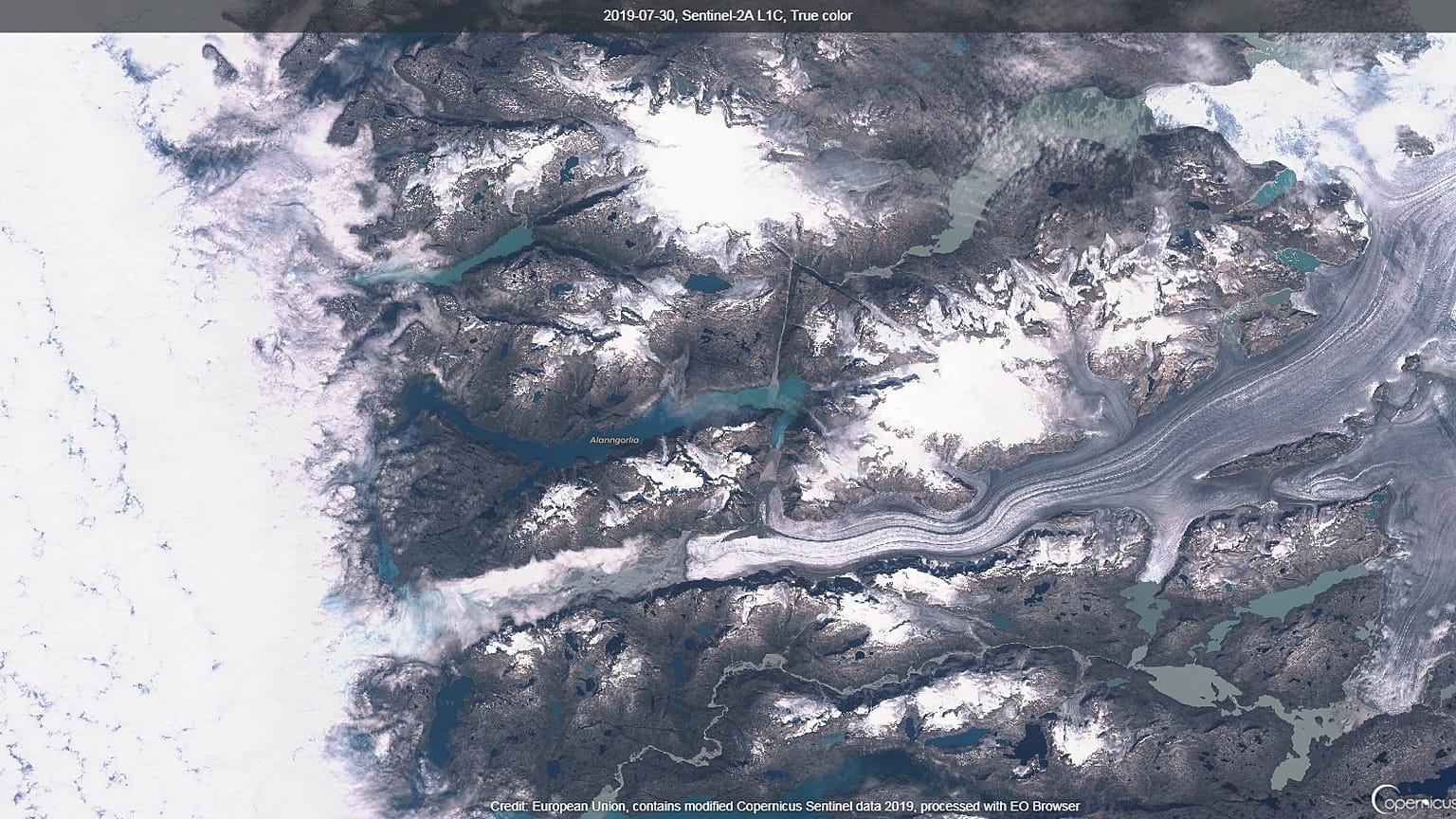 Glaciar al sur de Nuuk el 30 de julio de 2019