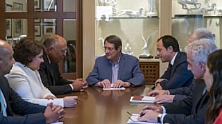 Ο Πρόεδρος της Κύπρου, Νίκος Αναστασιάδης με τον Υπουργό Εξωτερικών της Αιγύπτου Σαμέχ Σούκρι και τον Υπ. Εξ Κύπρου, Νίκο Χριστοδουλίδη