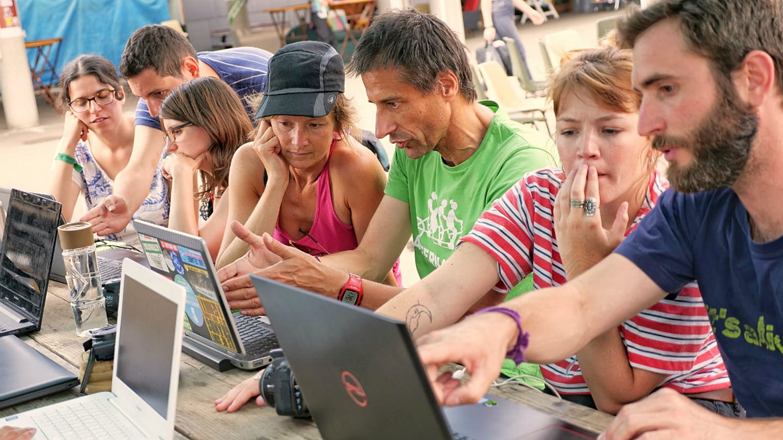 Climate activists take part in a workshop at the 2019 Camp Climat in Kingersheim, France.