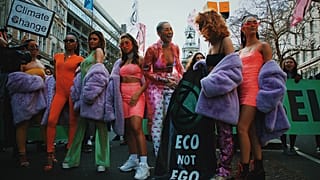 Extinction Rebellion Swarm at February's London Fashion Week