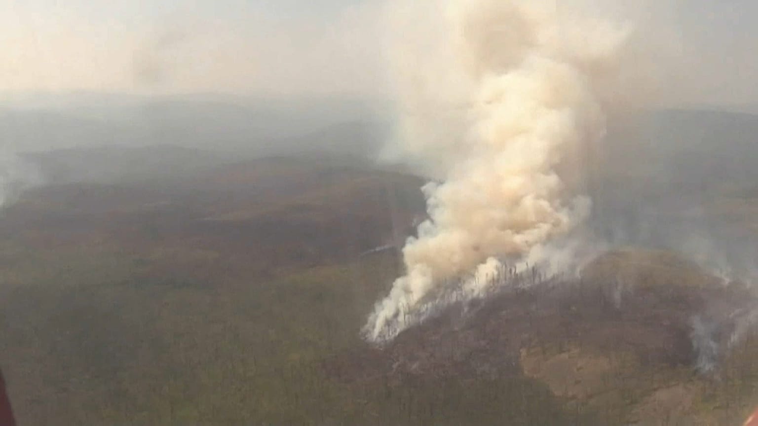 Vista aérea do incêndio na Sibéria