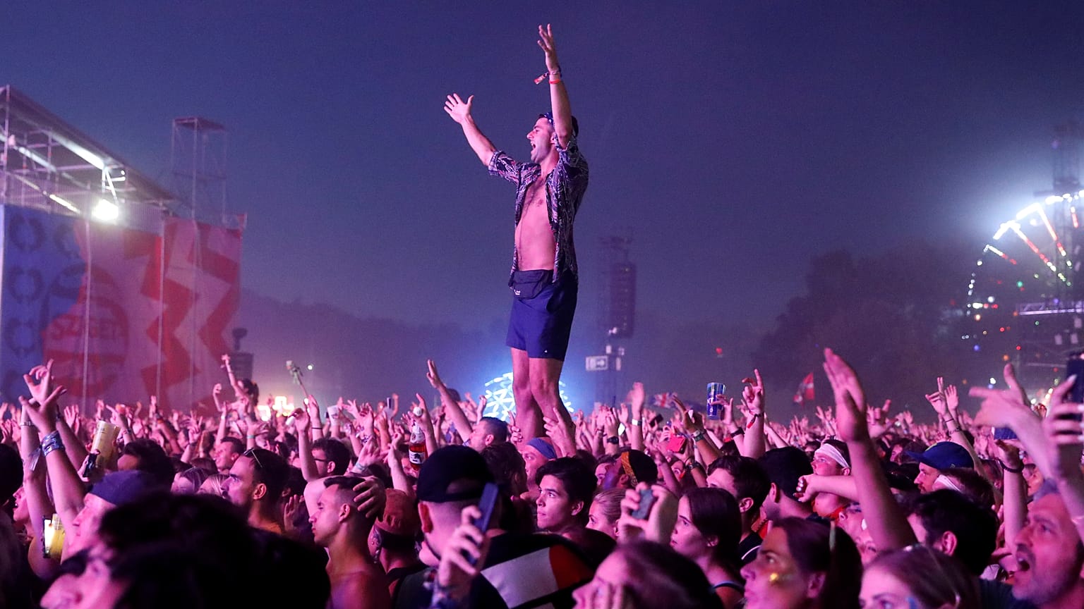 Festival goers party at Sziget