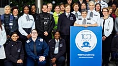 Khafi (back row, third from left) was part of the campaign to celebrate 100 years of women in the Met Police