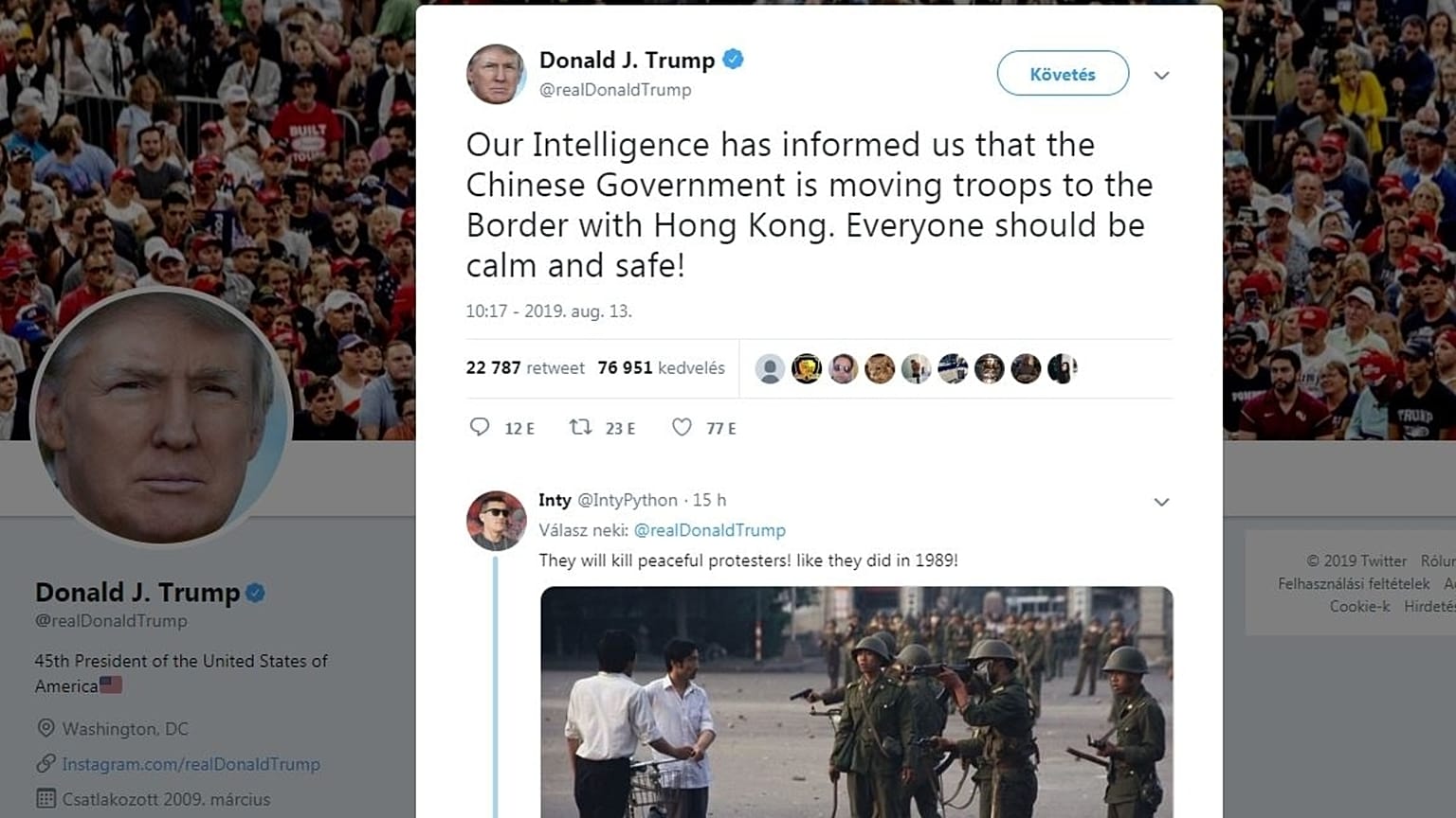 Trump üzenete