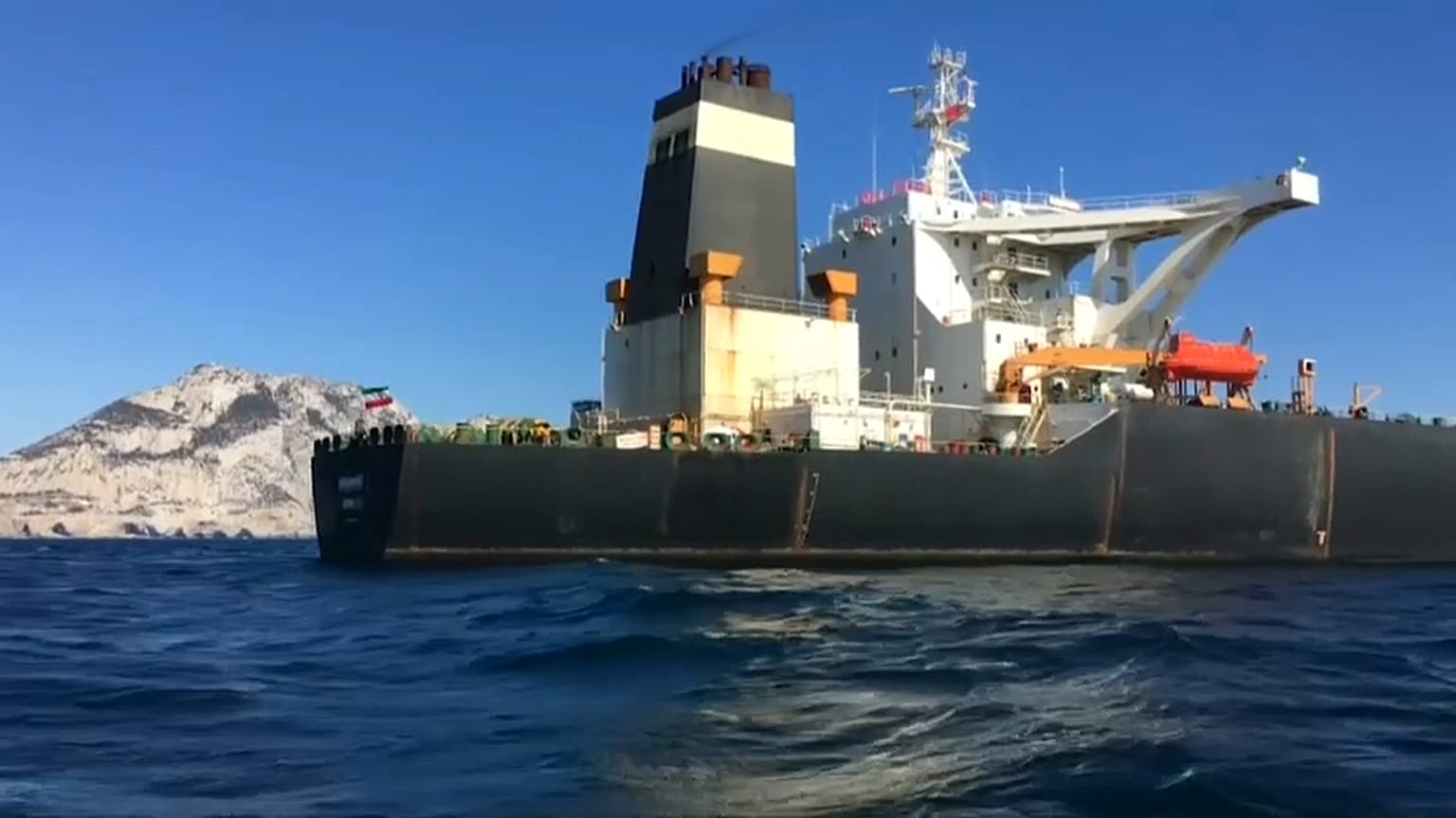 The newly-named Adrian Darya 1 anchored off Gibraltar