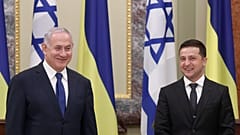 Ukrainian President Volodymyr Zelensky and Israeli Prime Minister Benjamin Netanyahu in Kyiv on August 19, 2019. 