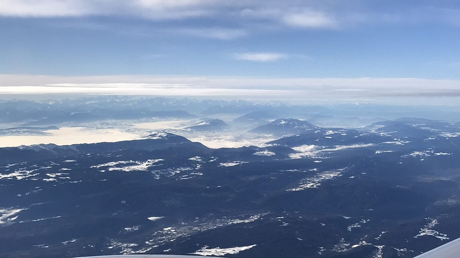 View over the Alps en route to Geneva