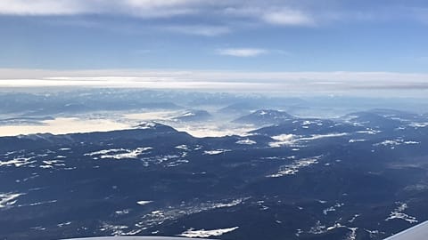 View over the Alps en route to Geneva