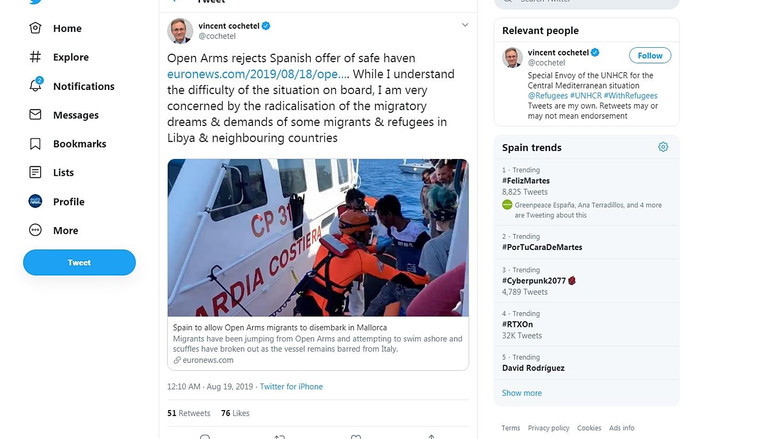 Open Arms, funzionario UNHCR critica i migranti che chiedono asilo in Europa a tutti i costi