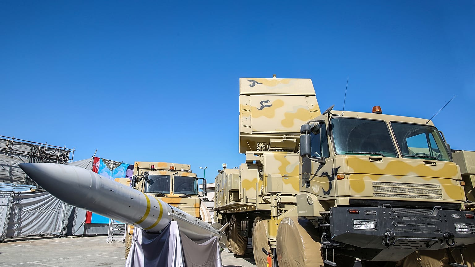 Bavar-373 system is displayed on the National Defence Industry Day in Tehran on August 22, 2019.