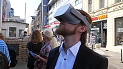 The VR tour begins near the infamous Checkpoint Charlie border station