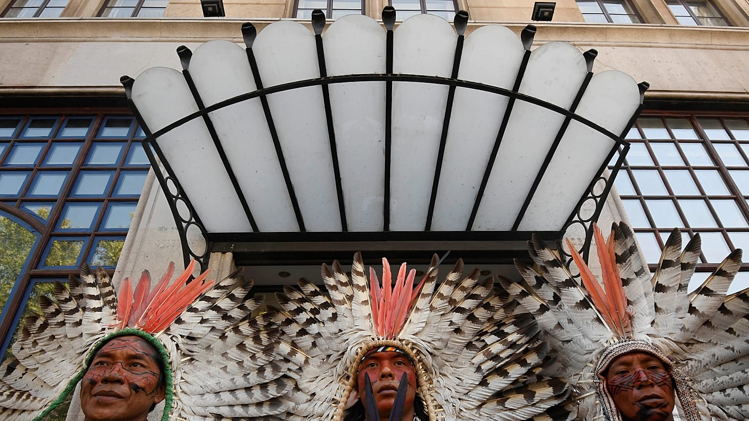 Indigenous protesters and environmental activists call to protect rainforest