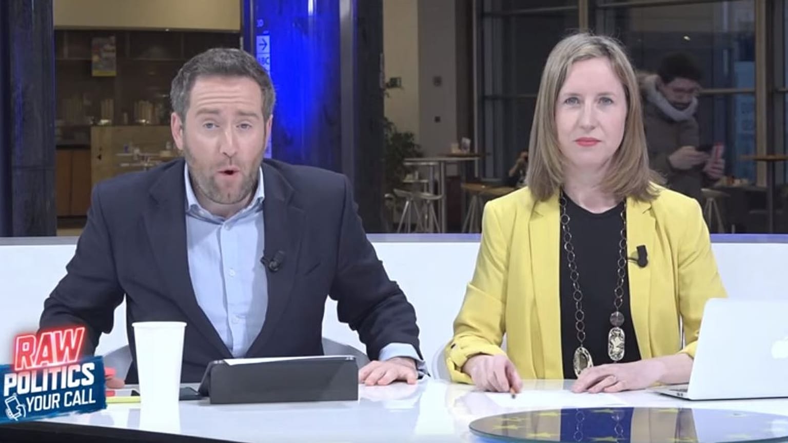 Darren McCaffrey and Méabh McMahon on the set of Raw Politics Your Call