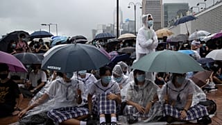 School students boycott their classes as they take part in a protest in Hong Kong