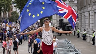 FILE PHOTO Anti-Brexit protestors demonstrate at Whitehall in London, Britain, August 31, 2019. 