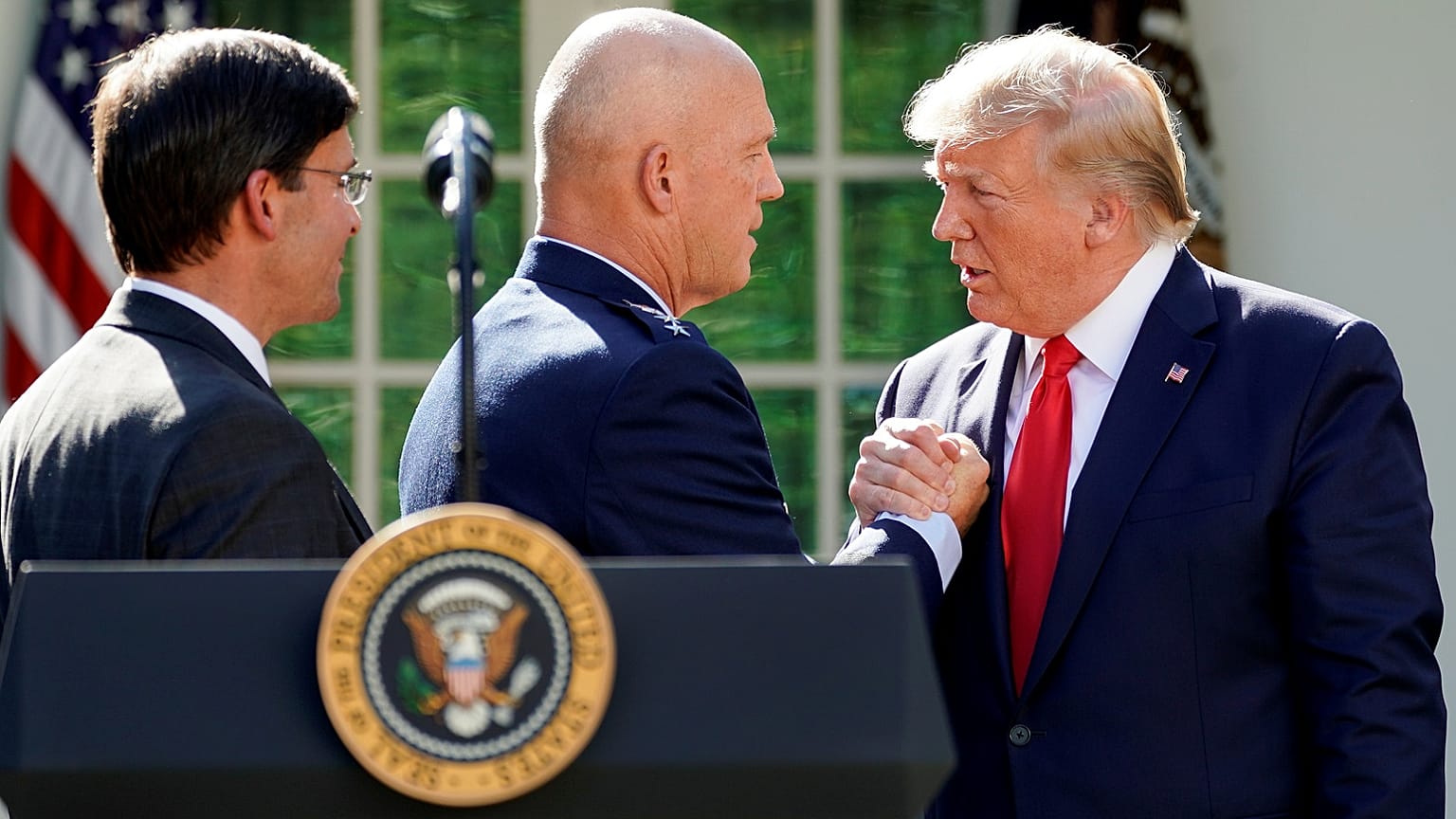 U.S. President Trump hosts U.S. Space Command launch event at the White House in Washington