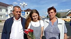 Yulia Gorina, 24, is reunited with her parents Viktor and Lyudmila Moiseenko