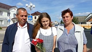Yulia Gorina, 24, is reunited with her parents Viktor and Lyudmila Moiseenko